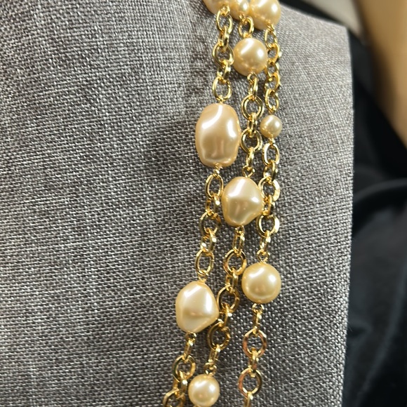 #38 Vintage Ciro Necklace, 3 Strands Large Link Gold Chain with Pearls, 18" + 3" - Picture 6 of 10